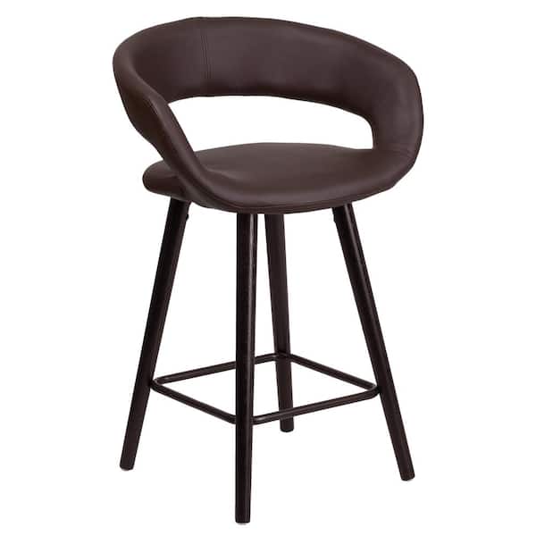Flash Furniture 23.75 in. Brown and Cappuccino Cushioned Bar Stool