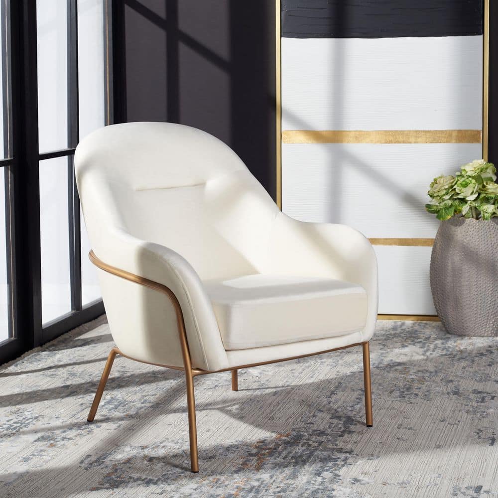 Eleazer Creme/Gold Velvet Arm Chair price history on PriceWatchPro