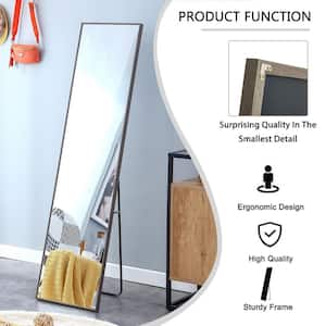 17 in. W x 60 in. H Gray Solid Wood Frame Full-Length Mirror, Dressing Mirror, Floor Mounted Mirror, Wall Mounted