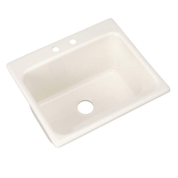 Thermocast Kensington Drop-In Acrylic 25 in. 2-Hole Single Bowl Utility Sink in Biscuit