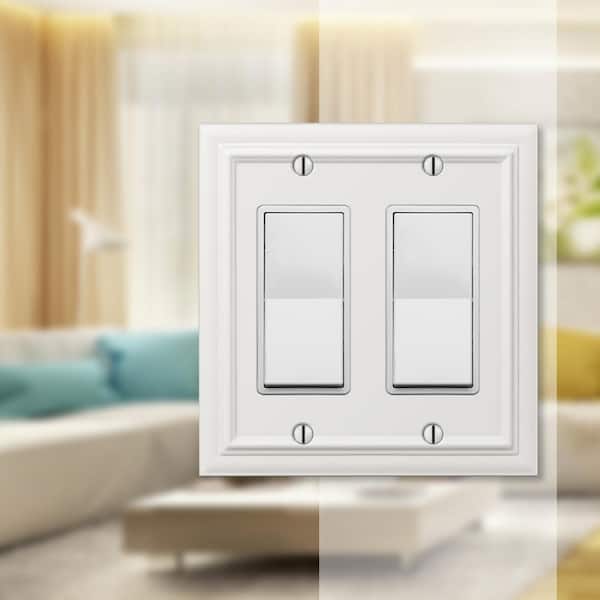 Continental 2 Gang Rocker Metal Wall Plate - White