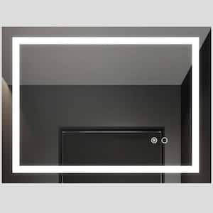 32 in. W x 24 in. H Rectangular Aluminum Framed Dimmable Wall Bathroom Vanity Mirror in Sliver