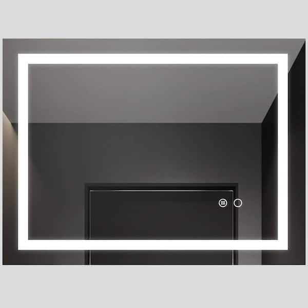 Unbranded 32 in. W x 24 in. H Rectangular Aluminum Framed Dimmable Wall Bathroom Vanity Mirror in Sliver
