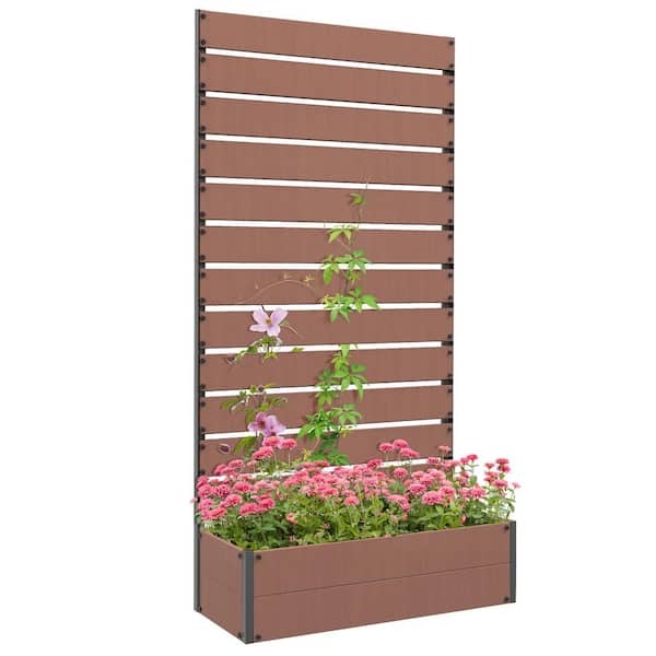 Outsunny 34.75 in. x 13.25 in. x 8.75 in. Light Brown Composite Raised Garden Bed