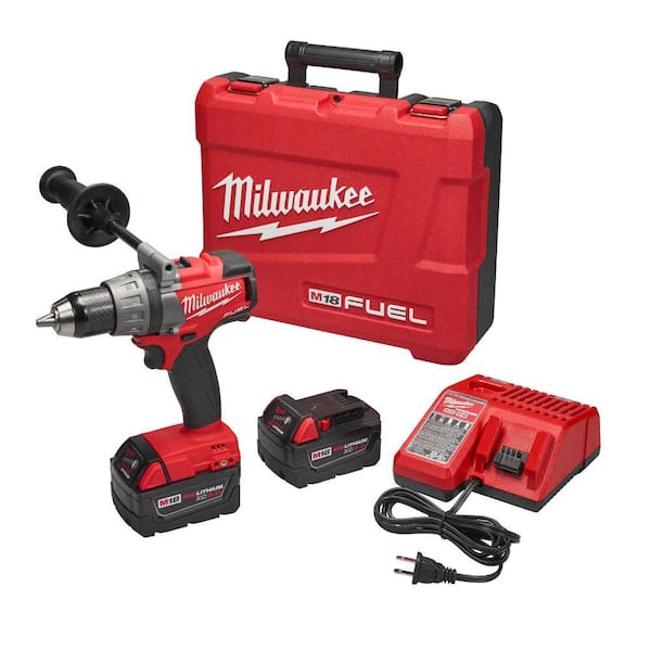 Milwaukee M18 FUEL 18-Volt Lithium-Ion Brushless Cordless 1/2 in. Drill/Driver Kit W/(2) 5.0Ah Batteries, Charger, Hard Case