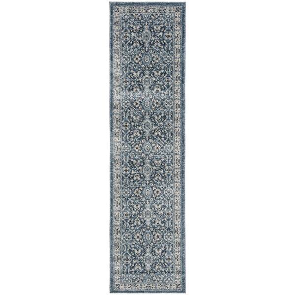 Charleston 2 ft. x 6 ft. Navy/Creme Persian Runner Rug