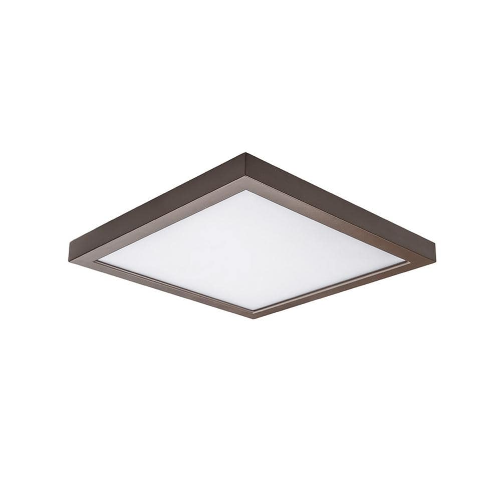 Square Bronze Glass LED Flush Mount Light
