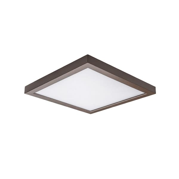 Square 5 in. 1-Light Bronze LED Flush Mount 3500K