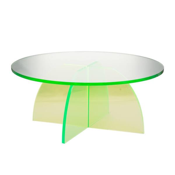 A & B Home Callie 30 in. Clear/Green Medium Round Acrylic Coffee