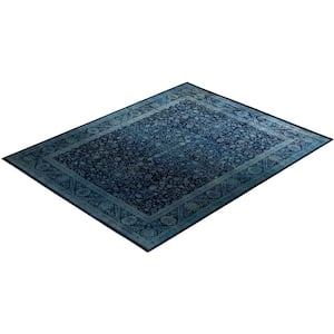 Navy 8 ft. 2 in. x 10 ft. 4 in. Fine Vibrance One-of-a-Kind Hand-Knotted Area Rug