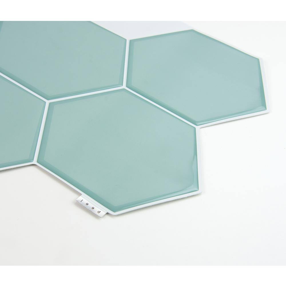 Hexagon Sea Glass Green Peel and Stick Backsplash Tiles