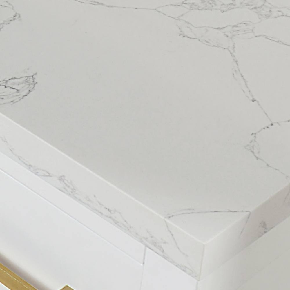 Gavino 84" White Wood Vanity with Composite Stone Top and Mirror