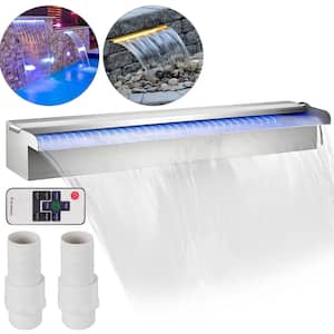 35 x 3.2 x 8.1 in. Fountain Spillway with 17 Colors Led Pool Water Fall Kit with Remote Pool Waterfalls for Pool