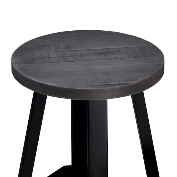 Belgrave Bar Stool, Black Classic Velvet & Black Solid Hardwood