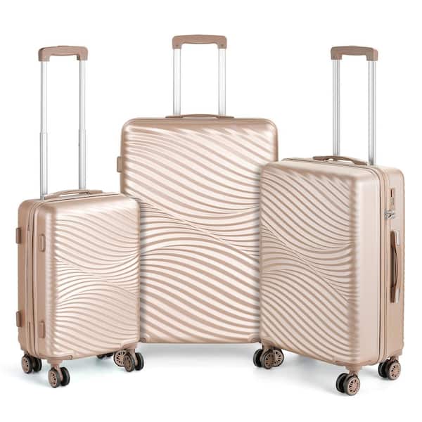 HIKOLAYAE Catalina Waves Nested Hardside Luggage Set in Elegant Gold, 3 Piece - TSA Compliant