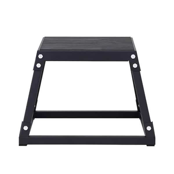 SKYSHALO Plyometric Jump Box, 18 in. Plyo Box, Steel Plyometric Platform and Jumping Agility Box, Anti-Slip Fitness Box, black