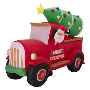 Santa Claus On Pick Up Truck Inflatable Decor Height (2 ft.) Width (7 ft.)