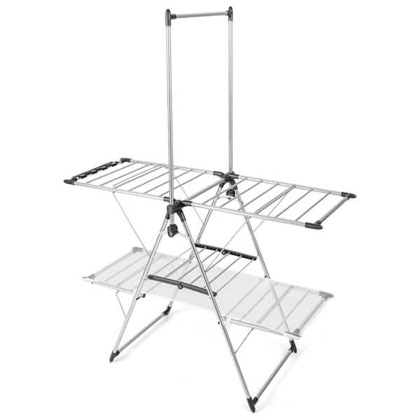 White 54 in. W x 25 in. D x 72 in. H Metal Free Standing Drying Rack with Tall Hanging Bar