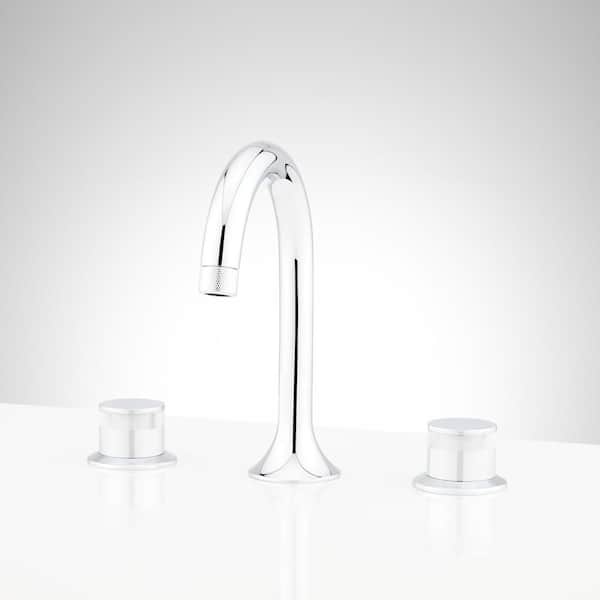 SIGNATURE HARDWARE Lentz 8 in. Widespread Knob Double Handle Bathroom Faucet in Chrome