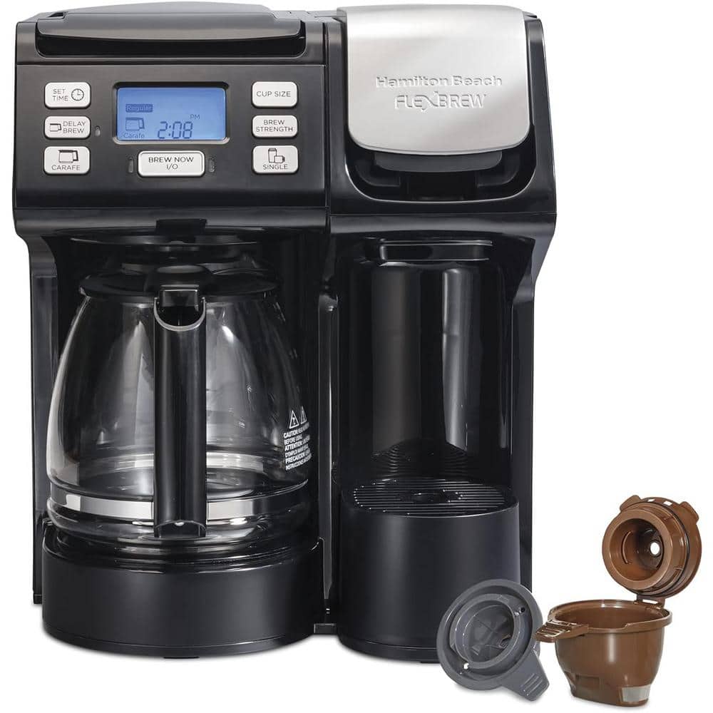 1- Cup Fast Brewing Coffee Maker with K-Cup Pods or Grounds, 2-Way Single Serve, Full 12-Pot, Black