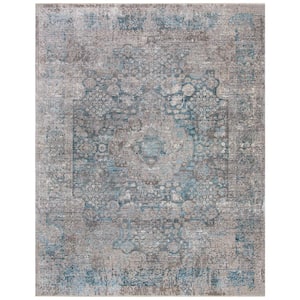 Dream Gray/Blue 9 ft. x 12 ft. Border Distressed Area Rug