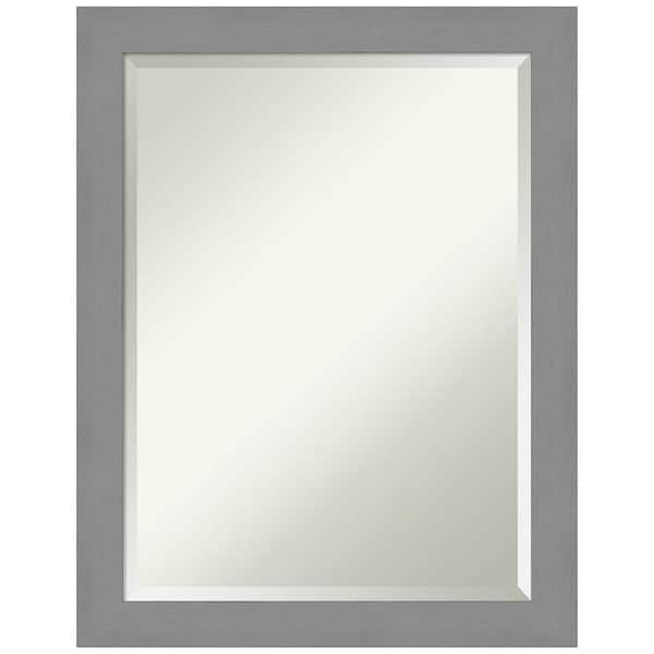 Amanti Art Medium Rectangle Brushed Silver Metallic Beveled Glass Modern Mirror (27.5 in. H x 21.5 in. W)