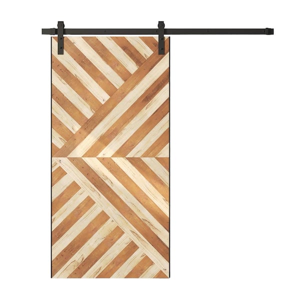 Urban Woodcraft Custom Stained 83 in. x 40 in. Malibu, Celestia White, Reclaimed Wood, Sliding Barn Door with Hardware Kit