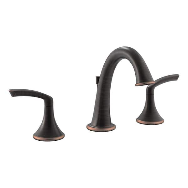 Symmons Minimalist 8 in. Widespread Two Handle Bathroom Faucet with Drain Assembly in Seasoned Bronze