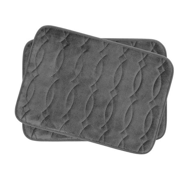 BounceComfort Grecian Dark Gray 17 in. x 24 in. Memory Foam 2-Piece Bath Mat Set