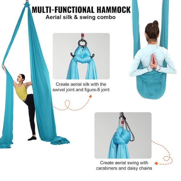 VEVOR Aerial Silk and Yoga Swing 11 Yards Aerial Yoga Ha Mmock Kit with  100gsm Nylon Fabric Full Rigging Hardware, Blue DCK10X28MQLSMTBOTV0 - The  Home Depot