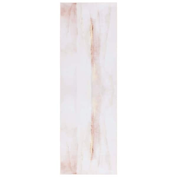 SAFAVIEH Tacoma Beige/Gold 3 ft. x 10 ft. Machine Washable Striped Abstract Distressed Runner Rug