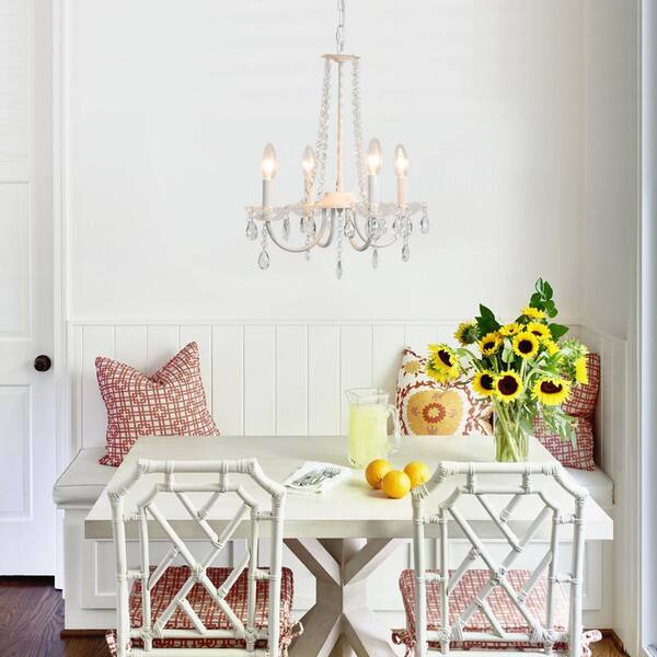 ZJVAIVE 4-Light White Traditional Candle Style Crystal Chandelier