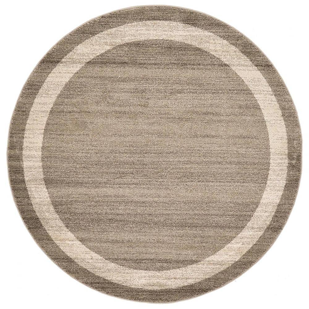 Light Brown Polypropylene 6 ft. x 6 ft. Solid Color Indoor Round Area Rug