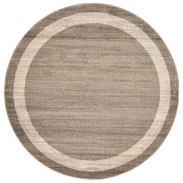 Unbranded Light Brown Polypropylene 6 ft. x 6 ft. Solid Color Indoor Round Area Rug