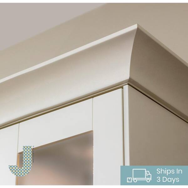 J Collection 96 In X 3 25 In X 5 In Cove Crown Molding With Integrated Cleated In Vanilla White Ccm96 Ws The Home Depot