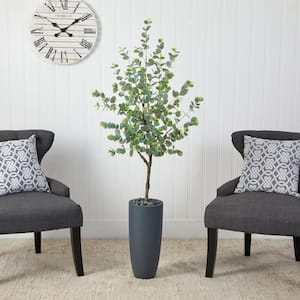 5 ft. Eucalyptus Artificial Tree in Gray Planter