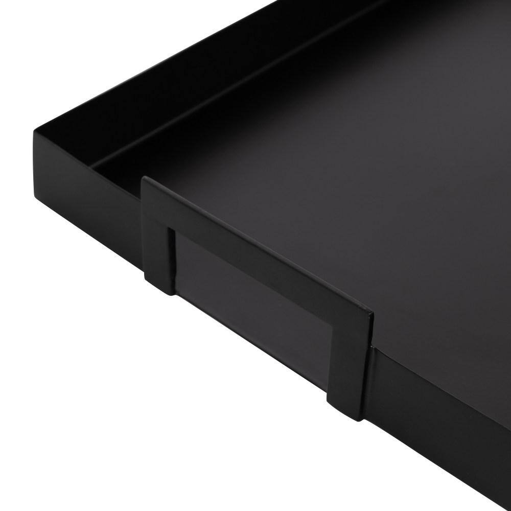 Sleek Black Metal Rectangular Serving Tray with Handles