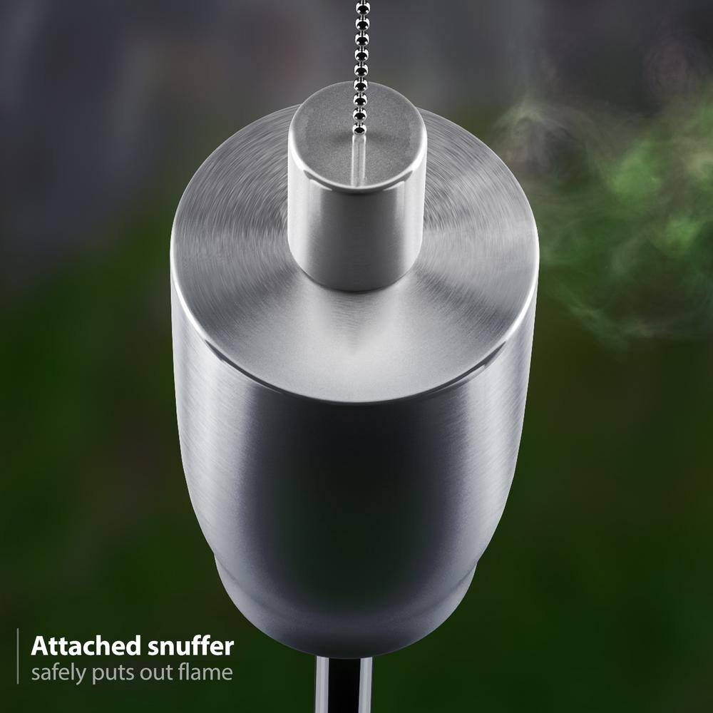 Stainless Steel 5 ft Outdoor Cylinder Torches with Fiberglass Wick, Set of 2
