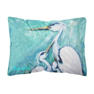 12 in. x 16 in. Multi-Color Lumbar Outdoor Throw Pillow Mother's Love White Crane