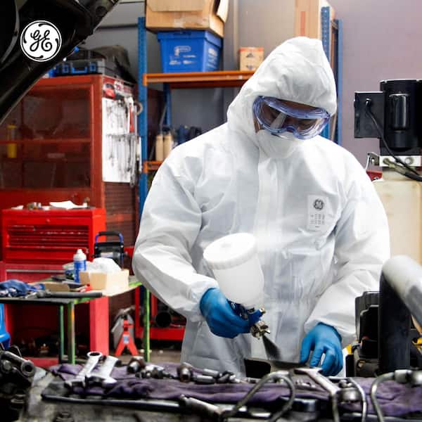 GE XL Microporous Protective Coveralls w/ Hood and Boots-GW903XL