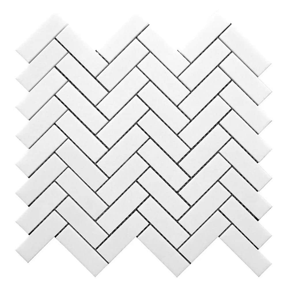 Nubes 4 in. x 5 in. Honed Snow White Marble Mosaic Herringbone Wall and Floor Tile Sample price history on PriceWatchPro