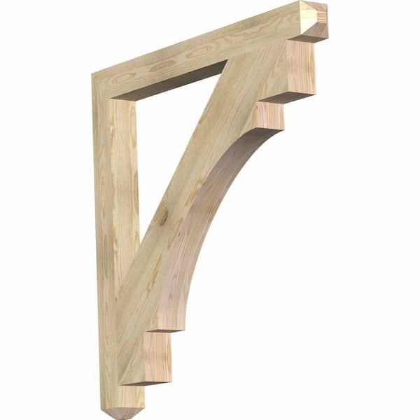 Ekena Millwork 4 in. x 44 in. x 44 in. Douglas Fir Merced Craftsman Rough Sawn Bracket