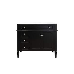 Simply Living 40 in. W x 21.5 in. D x 35 in. H Bath Vanity in Black with Carrara White Marble Top