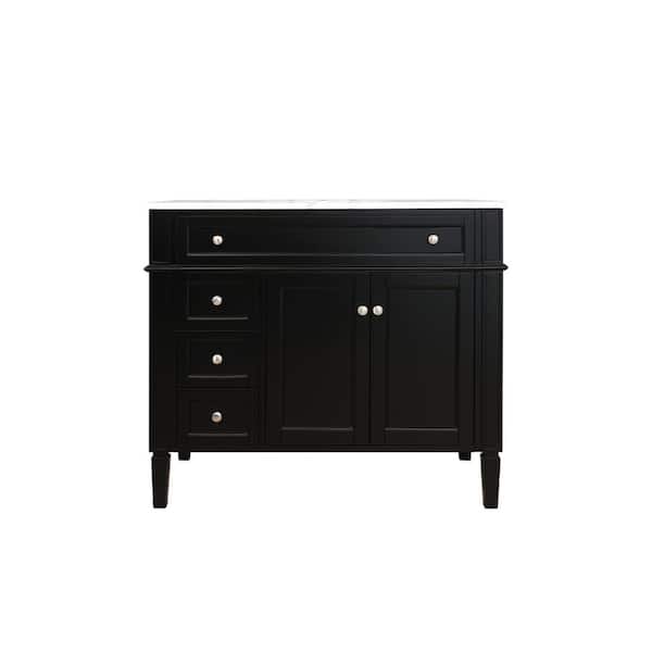 Unbranded Simply Living 40 in. W x 21.5 in. D x 35 in. H Bath Vanity in Black with Carrara White Marble Top