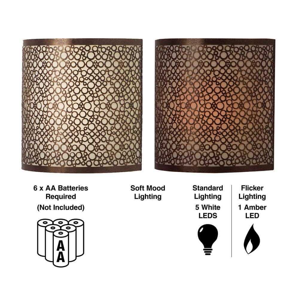 Olita Barrel Wireless Wall Sconce with Circular Bronze Overlay