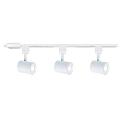 Charge 4 ft. White Integrated LED Ceiling Mounted Hardwired Track Lighting Kit With 3 Cylinder Track Heads
