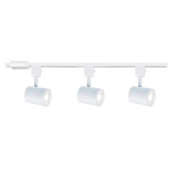 WAC LIMITED Charge 4 ft. White Integrated LED Ceiling Line Voltage H Track Lighting Kit with 3 H Track Round Heads