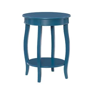 Justine 18 in. W x 18 in. D x 24 in. H Teal Round Wood End / Side Table