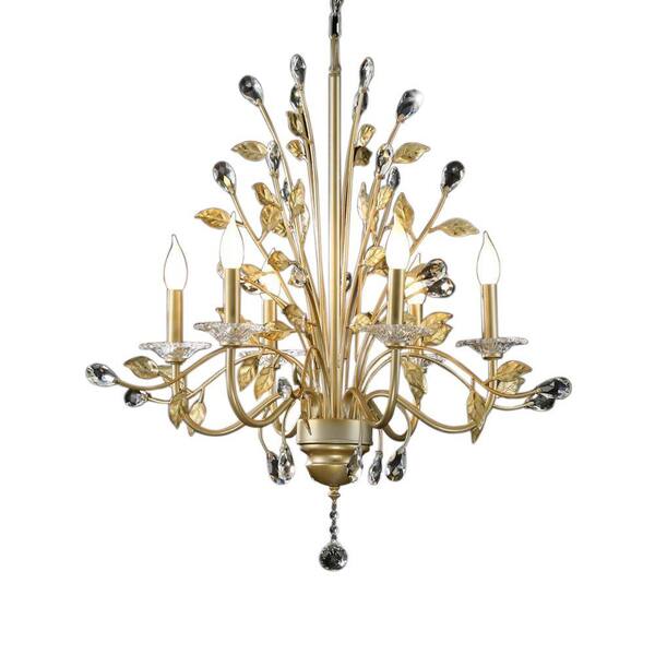 OK LIGHTING 6-Light Gold Crystabranch Ceiling Lamp