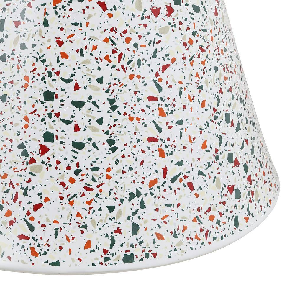 Xenia 17.75" White Ceramic Terrazzo Outdoor Accent Table